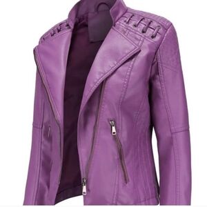 Gorgeous Violet Purple Faux Leather Pleather Moto Jacket